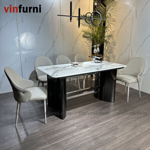 Bộ bàn ghế ăn mặt đá chân thép mạ carbon siêu chắc chắn BA08
