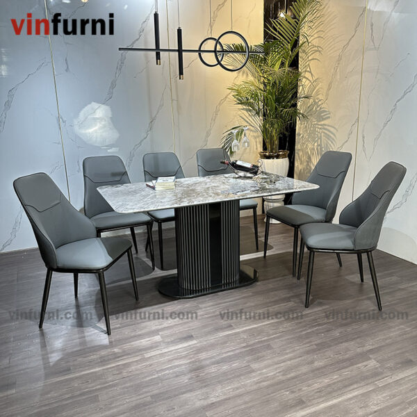 Bộ bàn ăn nhập khẩu chân trụ giữa hiện đại BA10