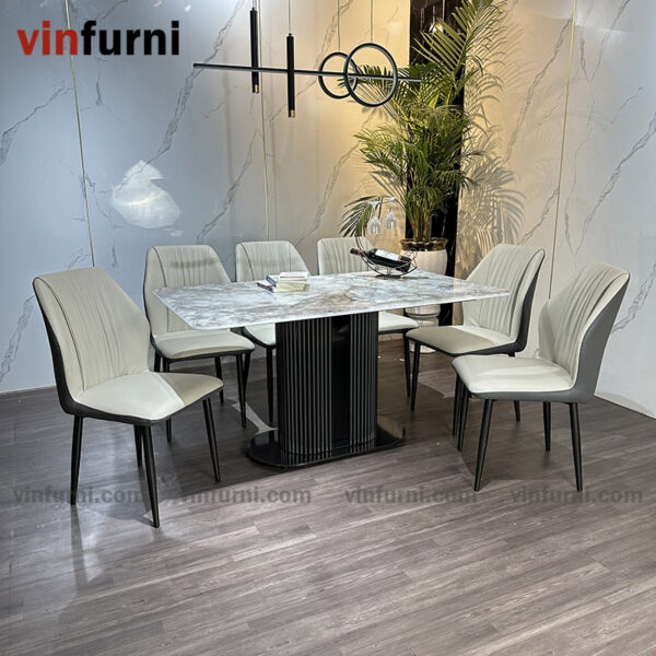 Bộ bàn ăn nhập khẩu chân trụ giữa hiện đại BA10
