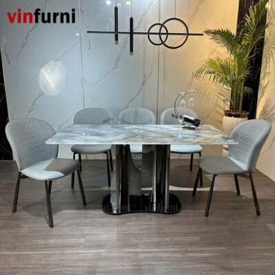 Bộ bàn ăn nhập khẩu mặt đá nhiều mẫu ghế BA03