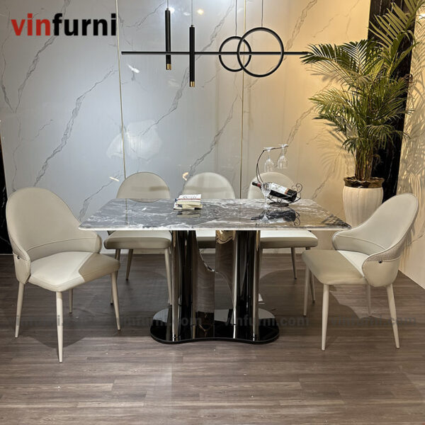 Bộ bàn ăn nhập khẩu mặt đá nhiều mẫu ghế BA03