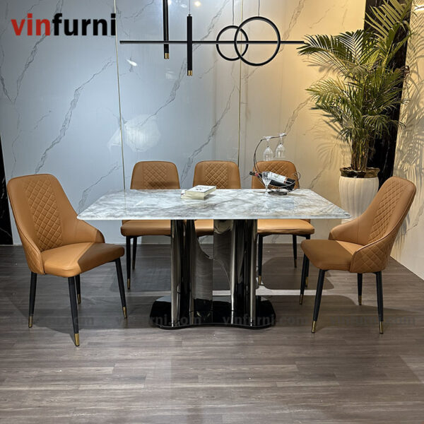 Bộ bàn ăn nhập khẩu mặt đá nhiều mẫu ghế BA03