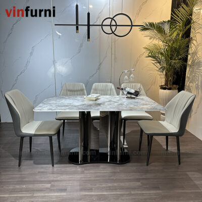 Bộ bàn ăn nhập khẩu mặt đá nhiều mẫu ghế BA03