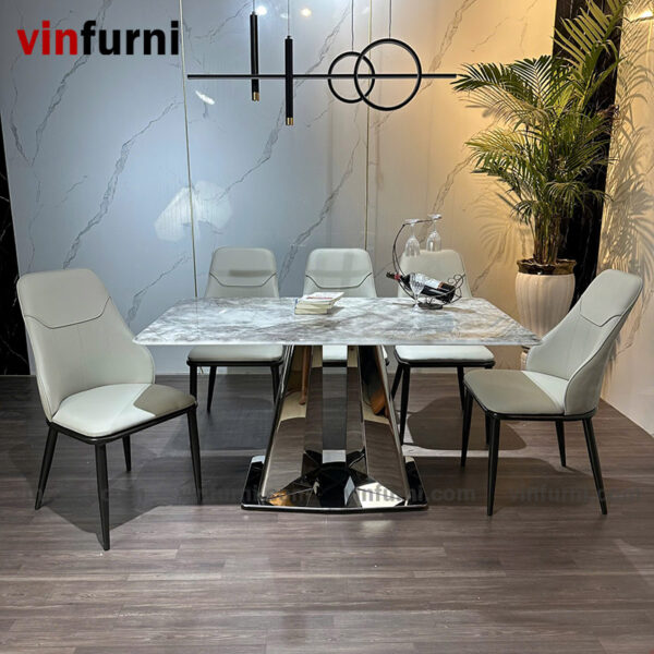 bộ bàn ghế ăn nhập khẩu mặt đá cao cấp BA01