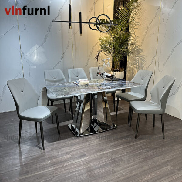 bộ bàn ghế ăn nhập khẩu mặt đá cao cấp BA01