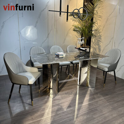 Bộ bàn ghế ăn mặt đá nhập khẩu giá tốt BA07
