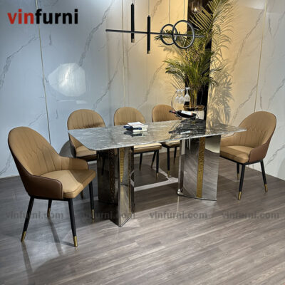 Bộ bàn ghế ăn mặt đá nhập khẩu giá tốt BA07