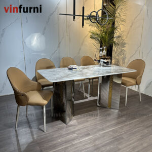 Bộ bàn ghế ăn mặt đá nhập khẩu giá tốt BA07